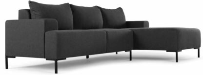 An Image of Oskar 3 Seater Right Hand Facing Compact Corner Chaise End Sofa, Sterling Grey