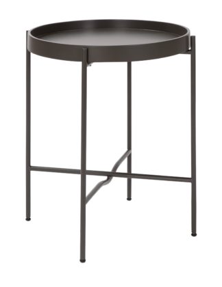An Image of Habitat Metal Circular Bedside Table - Dark Grey