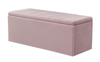 An Image of Habitat Pandora Velvet Ottoman - Pink