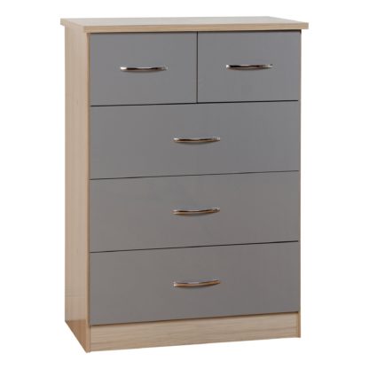 An Image of Nevada Grey 5 Chest of Drawer Grey