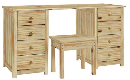 An Image of Habitat Scandinavia 8 Drw Dressing Table and Stool - Pine