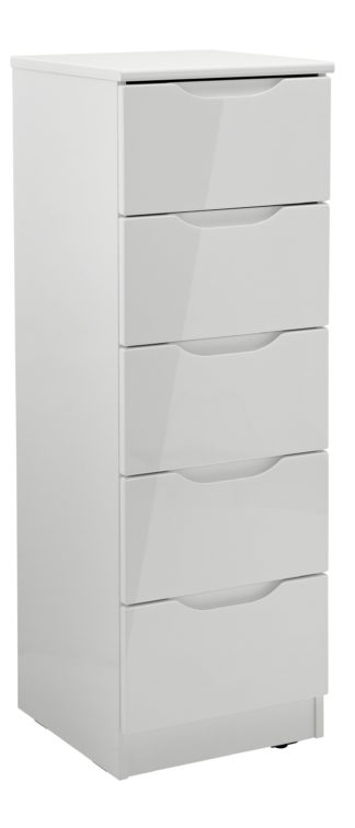 An Image of Legato 5 Drawer Tallboy - Grey Gloss