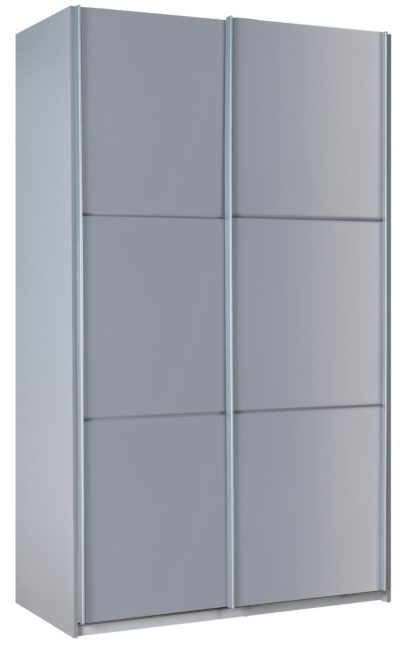 An Image of Habitat Holsted Gloss Medium Sliding Wardrobe - Grey