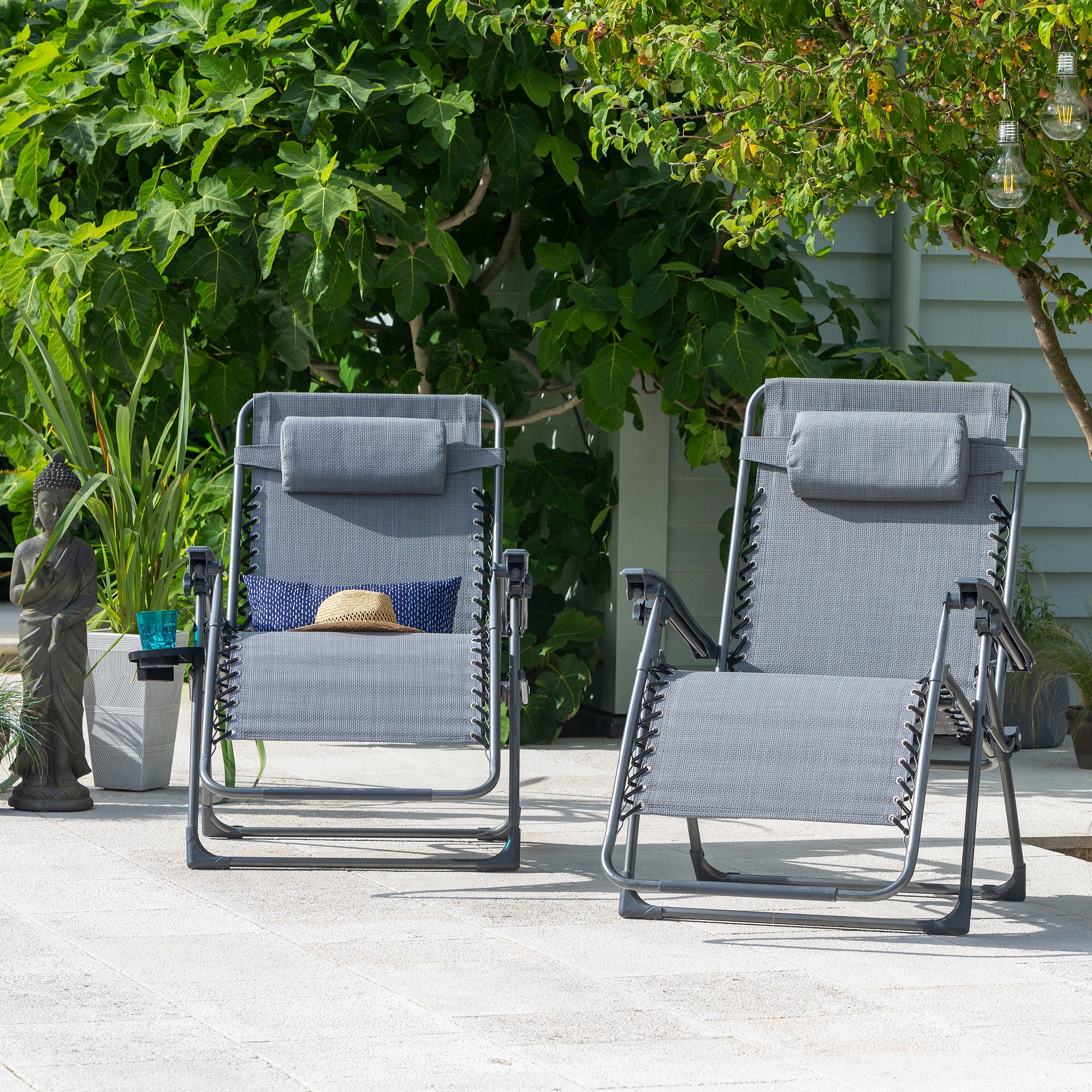 Montreal set of 2 deluxe gravity sun loungers deals