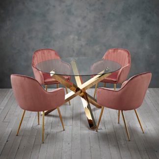 An Image of Laila 4 Seater Dining Set - Pink Pink