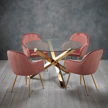 An Image of Laila 4 Seater Dining Set - Pink Pink