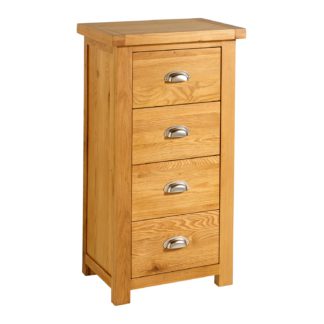 An Image of Woburn Oak 4 Drawer Narrow Chest Brown