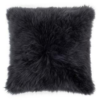 An Image of The Organic Sheep Cashmere Sheepskin Cushion Charcoal