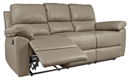 An Image of Argos Home Toby 3 Seat Faux Leather Recliner Sofa -Chocolate