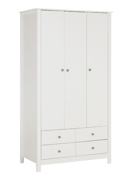 An Image of Habitat Osaka 3 Door 4 Drawer Mirror Wardrobe - Soft Grey