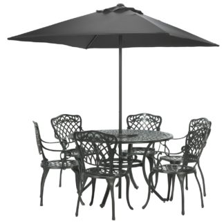 An Image of Argos Home Kensington Cast Aluminium Dining Set - Black