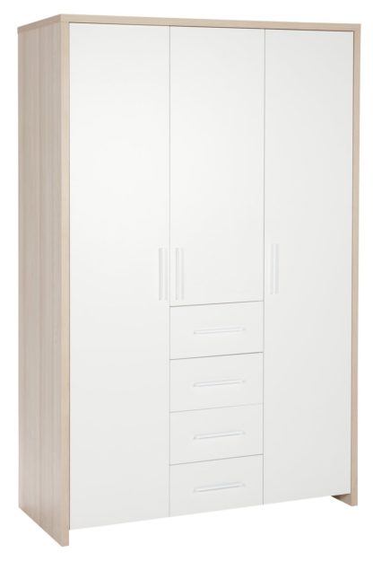 An Image of Habitat Broadway 3 Door 4 Drawer Wardrobe - Oak & White