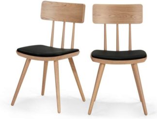 An Image of Set of 2 Kitson Dining Chairs, Natural Ash and Black