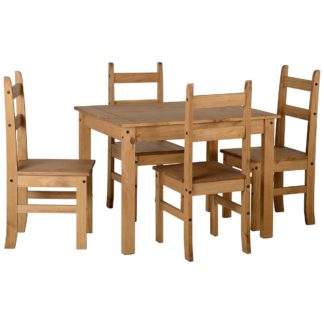 An Image of Corona Pine 4 Seater Dining Set Brown
