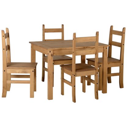 An Image of Corona Pine 4 Seater Dining Set Brown