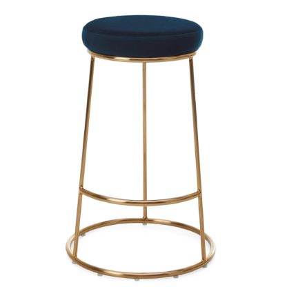 ac0d859bb307e8e546890f556c0e76cd6f318a5912352279301b97714a67115b.jpg An Image of Zeta Bar Stool Midnight Blue Velvet Midnight (Blue)