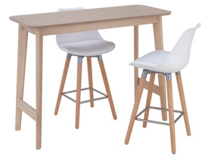 An Image of Habitat Skandi Bar Table & 2 Charlie Bar Stools - White