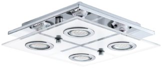 An Image of Eglo Cabo Small 4 Light Glass Shade Ceiling Light - Chrome