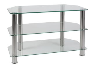 An Image of Argos Home Matrix Glass Corner TV Unit - Clear & Chrome