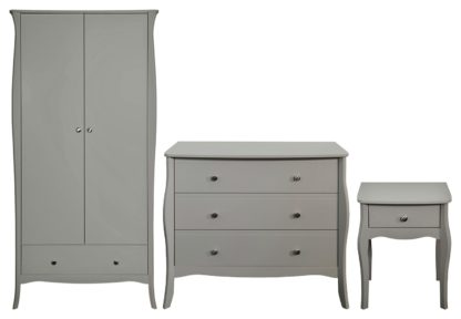 An Image of Amelie 3 Piece 2 Door 1 Drawer Wardrobe Set -Grey