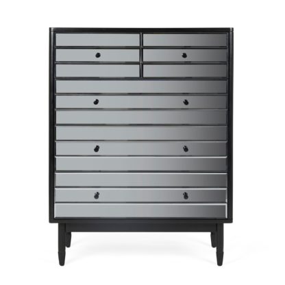 An Image of Loren Mirrored 5 Drawer Chest Black