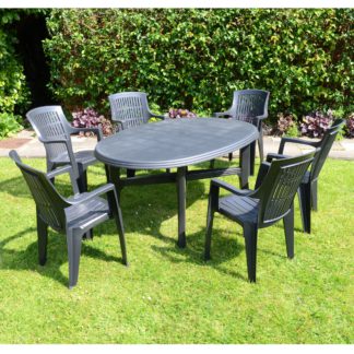 An Image of Trabella Teramo 6 Seater Dining Set Grey