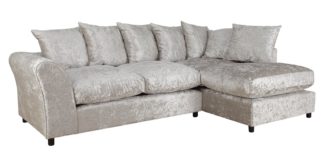 An Image of Argos Home Megan Large Right Corner Fabric Sofa - Silver