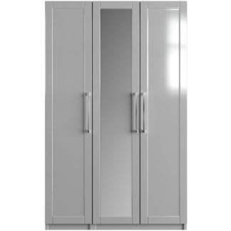 An Image of One Call Colby Gloss 3 Door Mirrored Wardrobe - Dark Grey