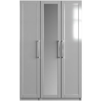 An Image of One Call Colby Gloss 3 Door Mirrored Wardrobe - Dark Grey