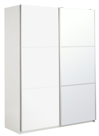 An Image of Habitat Holsted Medium Gloss & Mirror Wardrobe - Grey