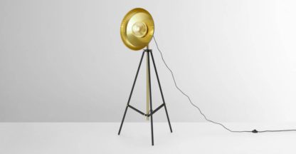 An Image of Brooklyn Large Tripod Floor Lamp, Black & Brushed Brass
