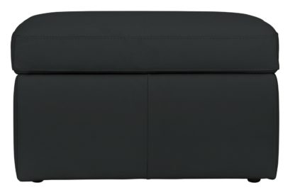 An Image of Habitat Leather Storage Footstool - Grey