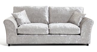 An Image of Argos Home Megan 3 Seater Fabric Sofa - Silver
