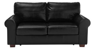 An Image of Habitat Salisbury 2 Seater Leather Sofa Bed - Black