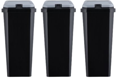 An Image of Argos Home Trio of Recycling Bins - Black