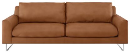 An Image of Habitat Lyle 3 Seater Leather Sofa - Tan