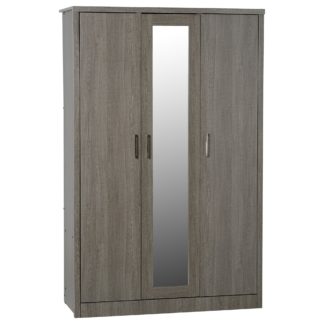 An Image of Lennon Black 3 Door Wardrobe Black