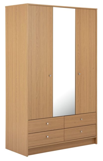 An Image of Habitat Malibu 3 Door 4 Drawer Mirror Wardrobe - Grey