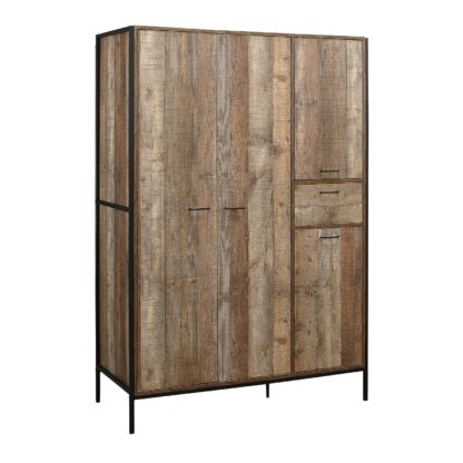 An Image of Urban Rustic 4 Door 1 Drawer Wardrobe Brown