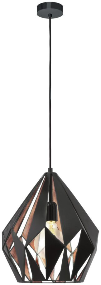 An Image of Eglo Carlton Pendant Light - Black & Copper