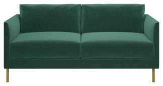 An Image of Habitat Hyde 2 Seater Velvet Sofa - Green