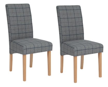 An Image of Habitat Pair of Skirted Dining Chairs - Light Grey Check