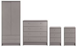 An Image of Habitat Malibu 4 Piece 2 Door Wardrobe Set - Grey