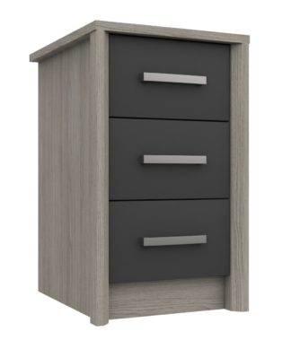 An Image of Grasmere 3 Drawer Bedside Table - Dark Grey