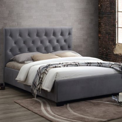 An Image of Cologne Fabric Bed Frame Grey