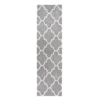 An Image of Trellis Patterned Runner Grey