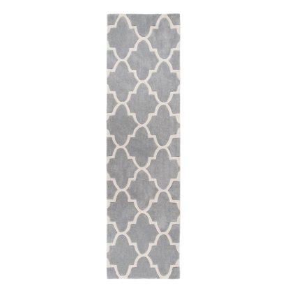 An Image of Trellis Patterned Runner Grey