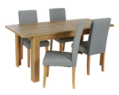 An Image of Habitat Miami Curve Extending Table & 4 Charcoal Chairs