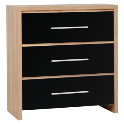 An Image of Seville Black 3 Drawer Chest Natural/Black