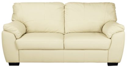 An Image of Argos Home Milano 3 Seater Leather Sofa - Ivory